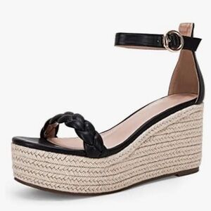 Piepiebuy Black Braided Wedge Sandals new 🎯